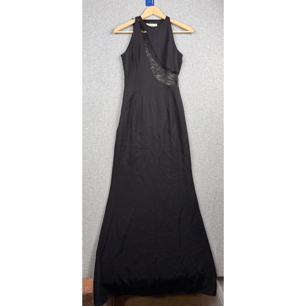 Vintage Jessica McClintock Gunne Sax Dress‎ Womens 3/4 Black Lace Gown Goth USA